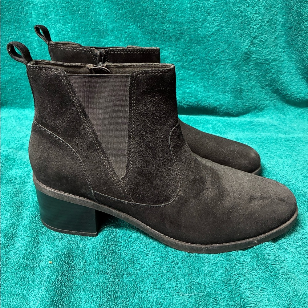 Clarks Black Suede heel Ankle Booties
